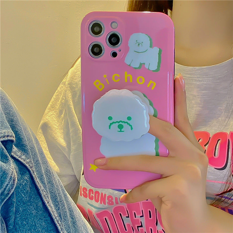 Pink Poodle Print iPhone Case with Pop Socket – Store