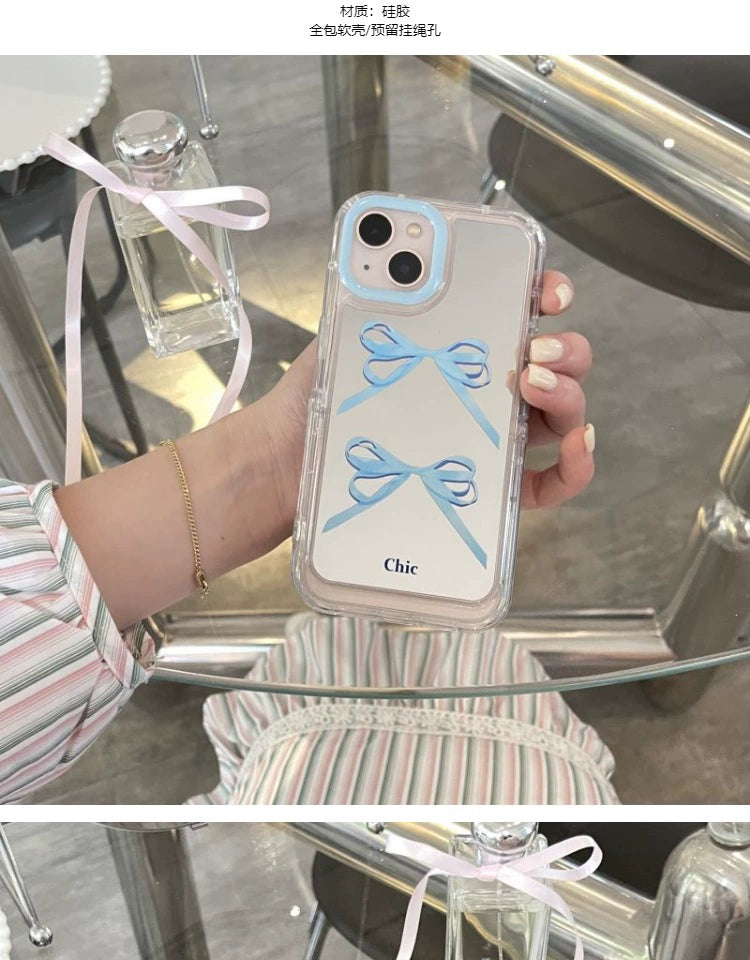 Baby Blue Bow Mirrror Case