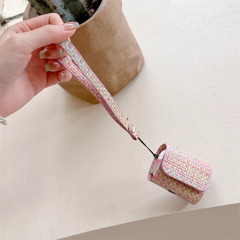 Pink Tweed Airpods Bag