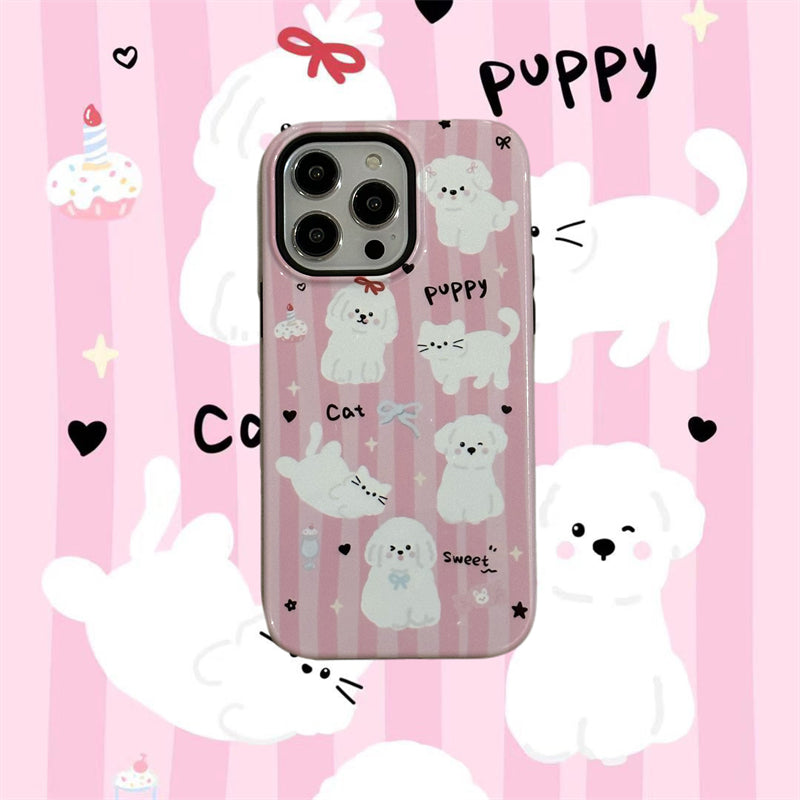 Heart Kitten Pink Vertical Stripe Case