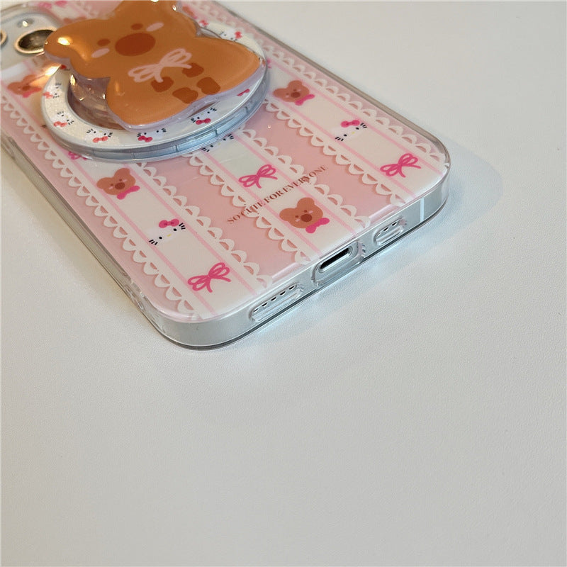 Blush Bear Plaid MagSafe Case