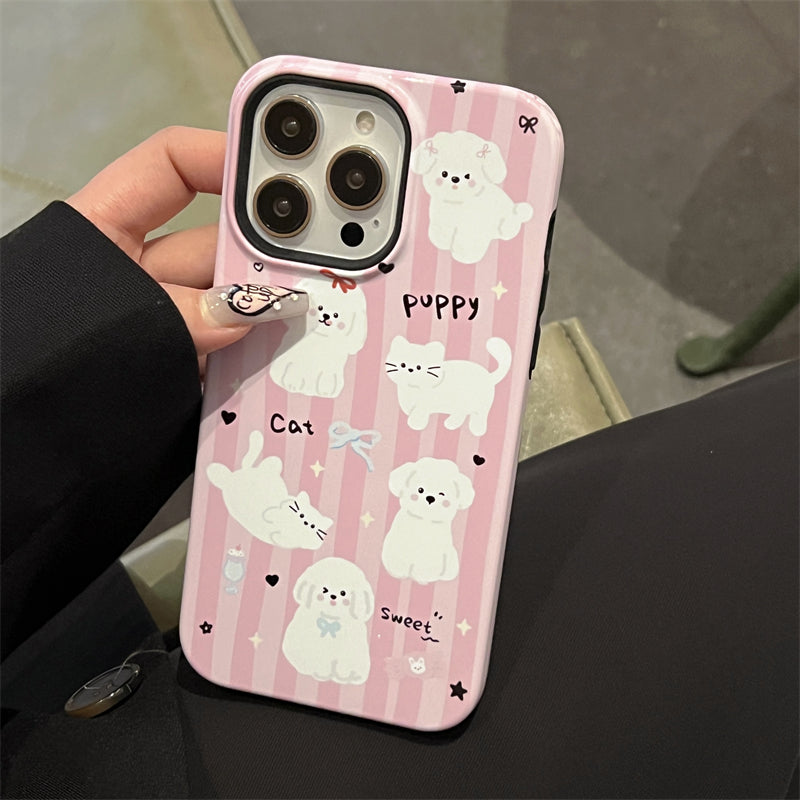 Heart Kitten Pink Vertical Stripe Case