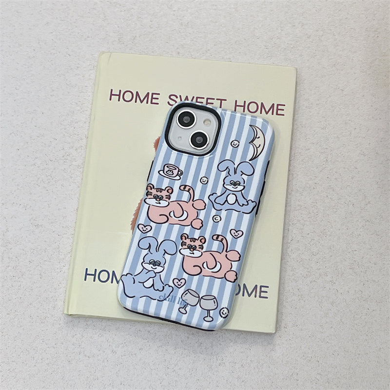 Lazing Bunny Blue Stripe Case