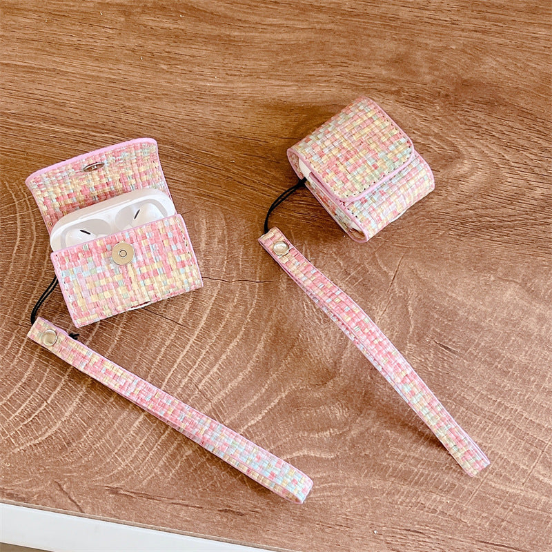 Pink Tweed Airpods Bag