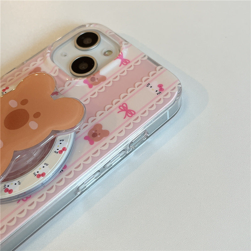 Blush Bear Plaid MagSafe Case