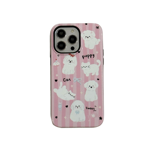 Heart Kitten Pink Vertical Stripe Case