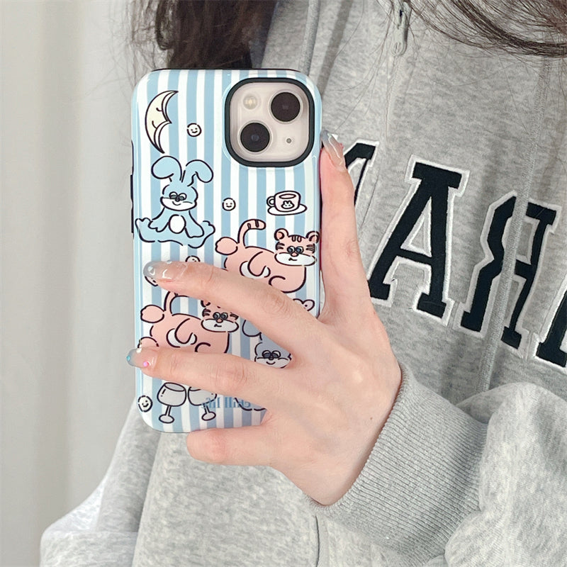 Lazing Bunny Blue Stripe Case