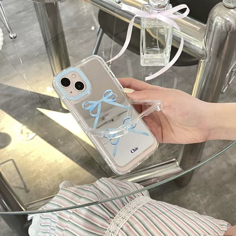 Baby Blue Bow Mirrror Case