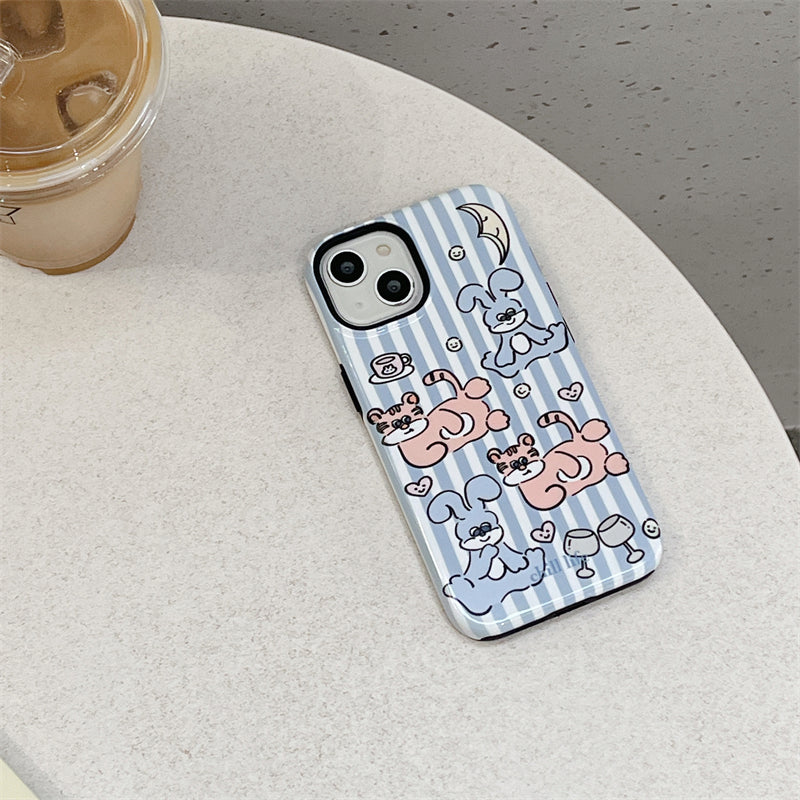 Lazing Bunny Blue Stripe Case