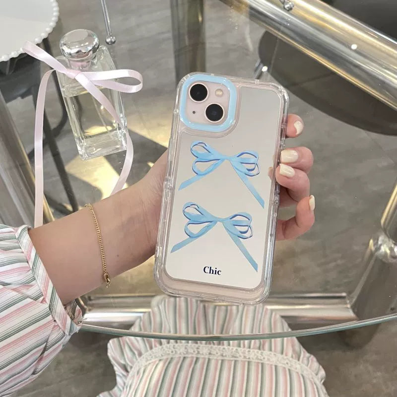 Baby Blue Bow Mirrror Case