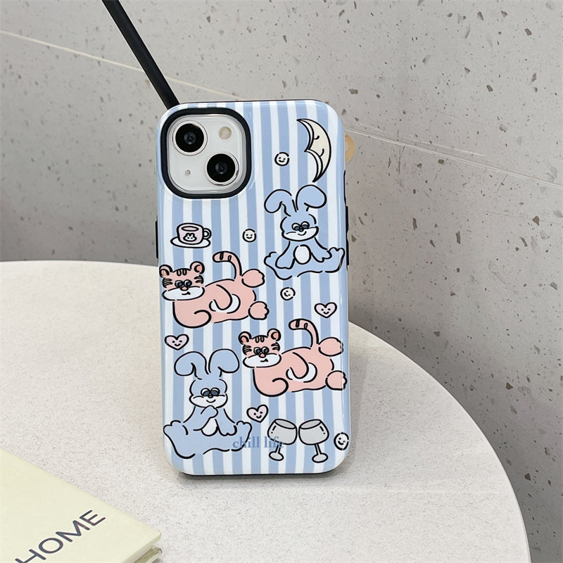 Lazing Bunny Blue Stripe Case