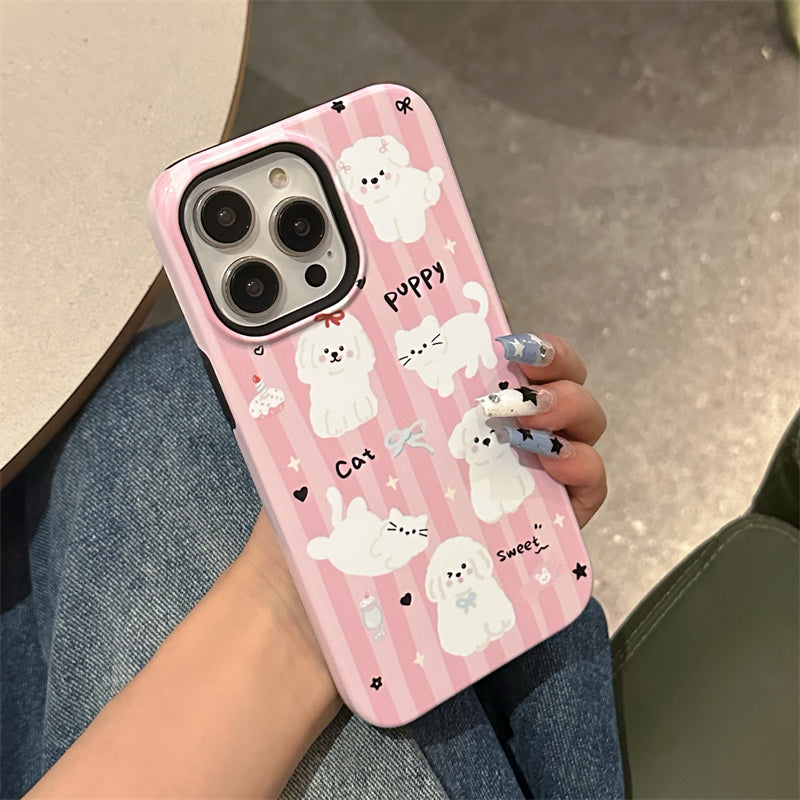 Heart Kitten Pink Vertical Stripe Case