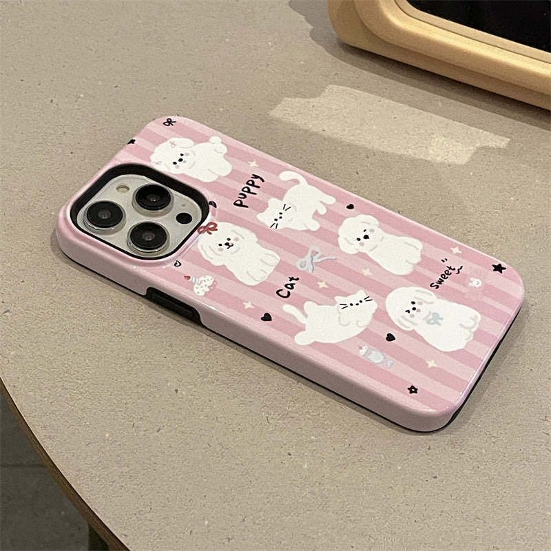 Heart Kitten Pink Vertical Stripe Case