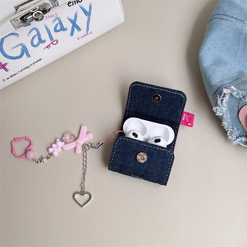 Y2K Embroidered Denim Airpods Case