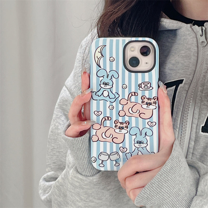 Lazing Bunny Blue Stripe Case