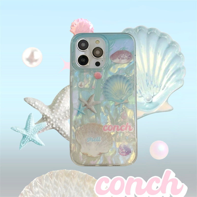 Luminous Blue Seashell Case