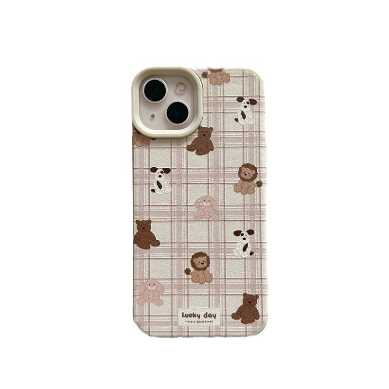 Pink Plaid Animals Print Case