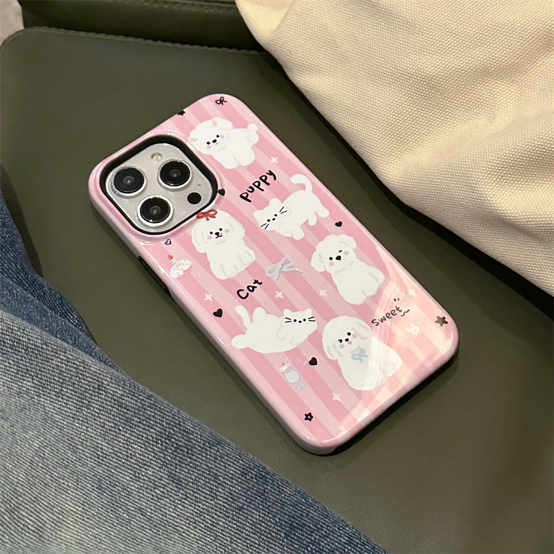 Heart Kitten Pink Vertical Stripe Case