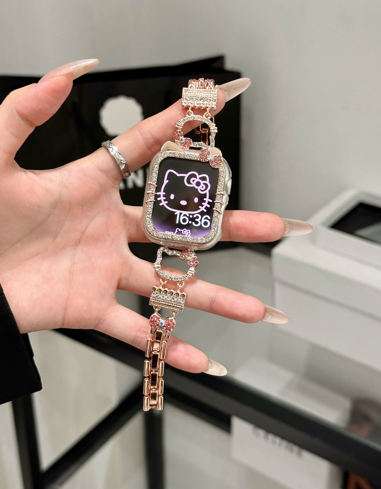 Diamond Edge Kitty Metal Watch Strap