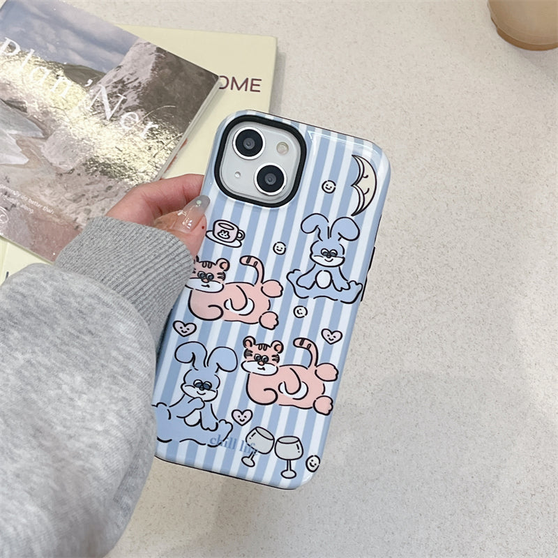 Lazing Bunny Blue Stripe Case