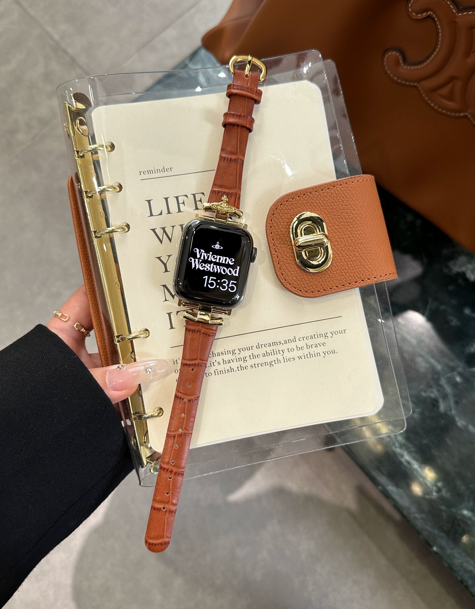 Saturn Buckle Leather Watch Strap