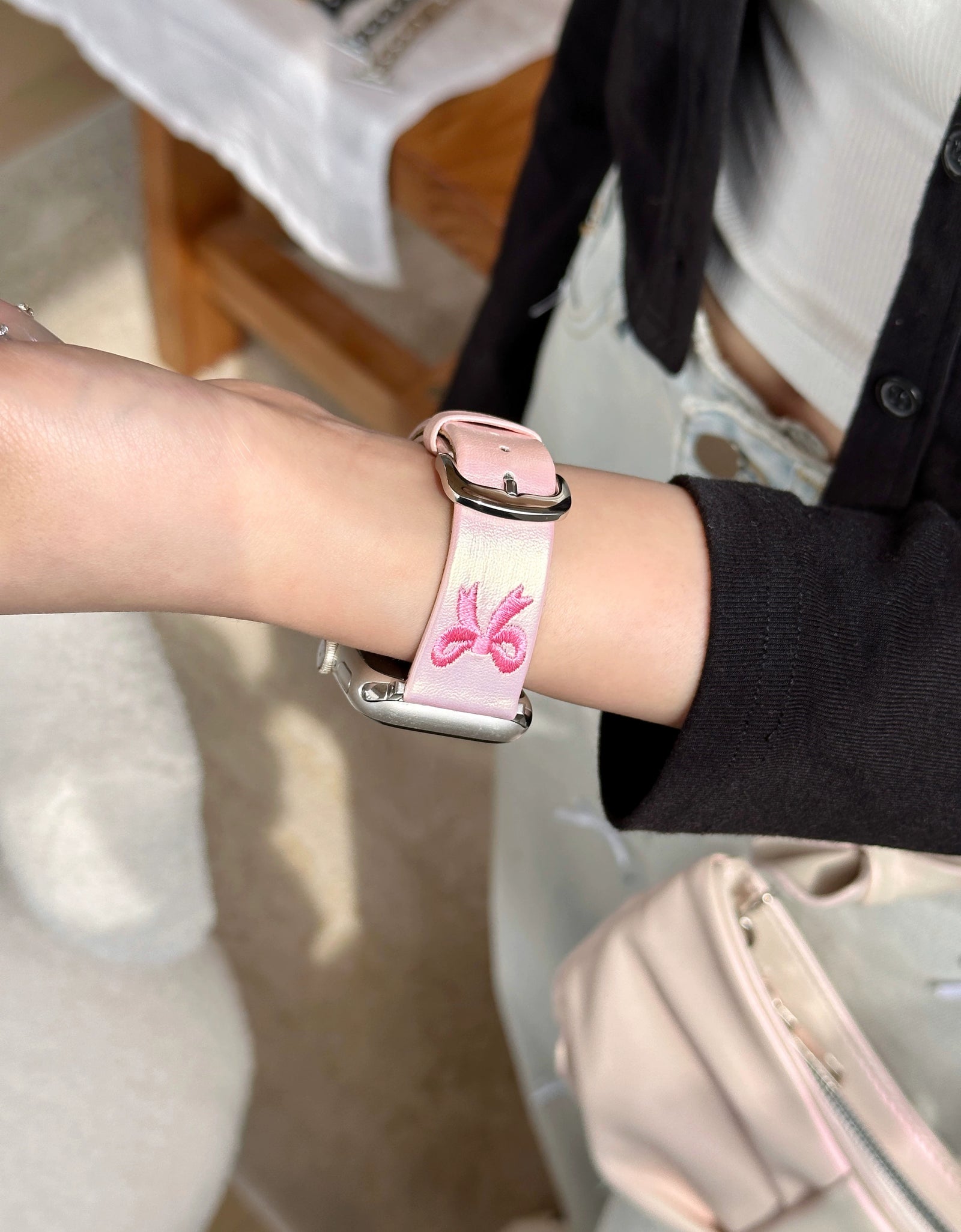 Mermaid Bowknot Embroidered Watch Strap