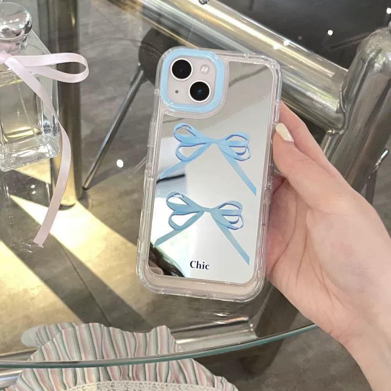 Baby Blue Bow Mirrror Case