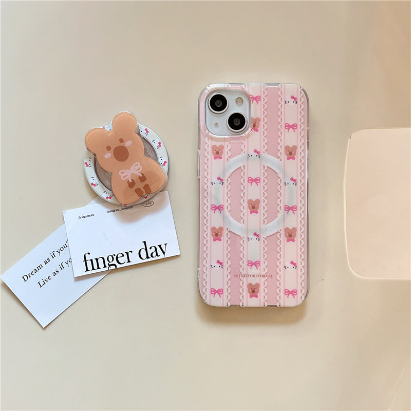 Blush Bear Plaid MagSafe Case