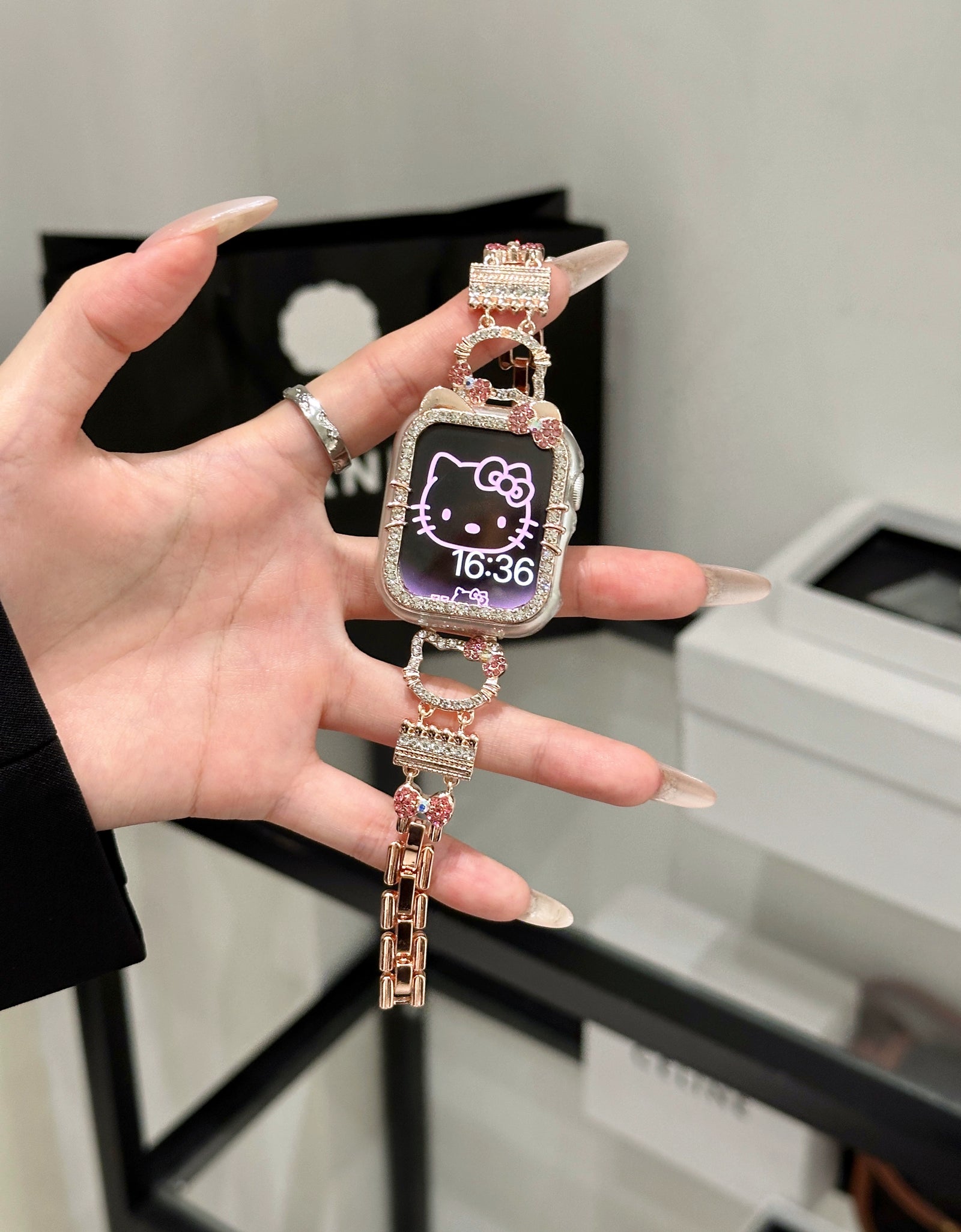 Diamond Edge Kitty Metal Watch Strap