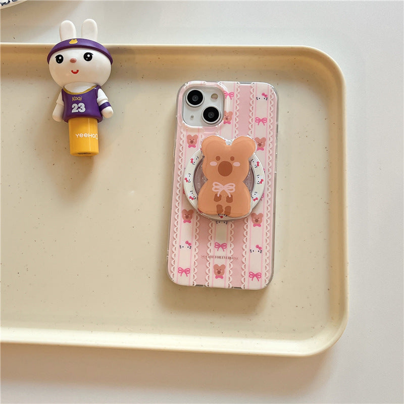 Blush Bear Plaid MagSafe Case