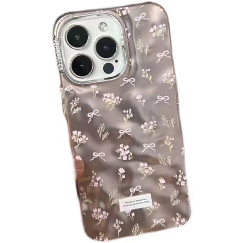 Floral Heart Gem Plating Case