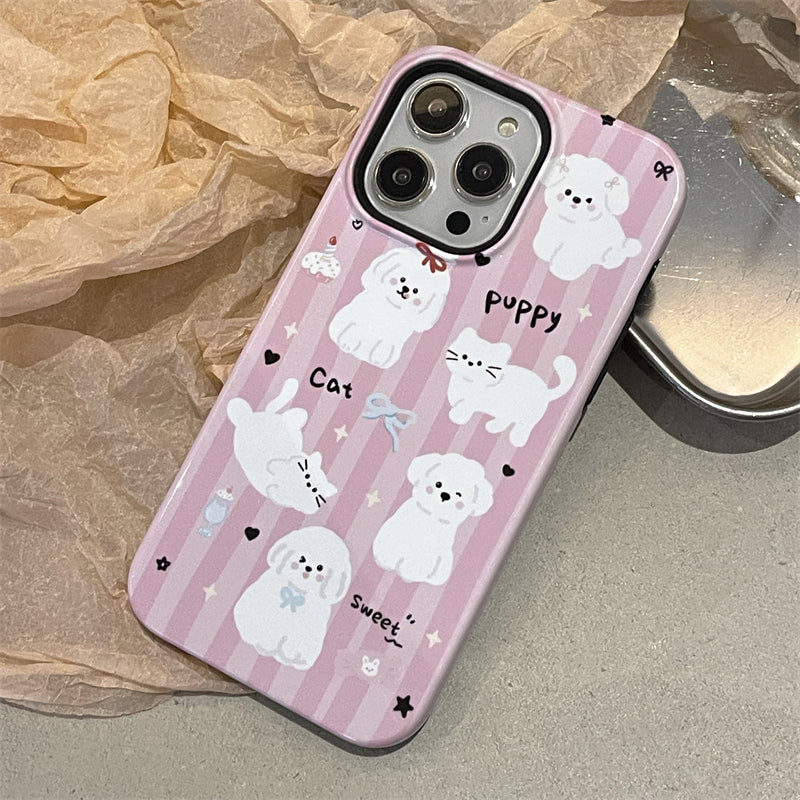 Heart Kitten Pink Vertical Stripe Case