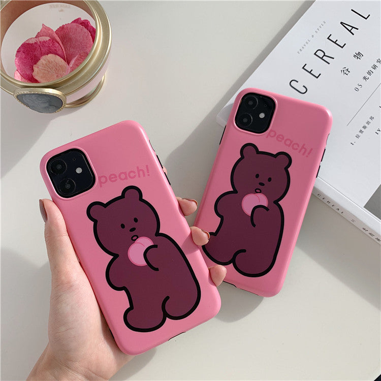 Peach Teddy Graphic iPhone Case