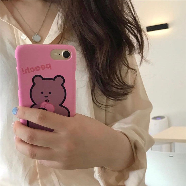 Peach Teddy Graphic iPhone Case