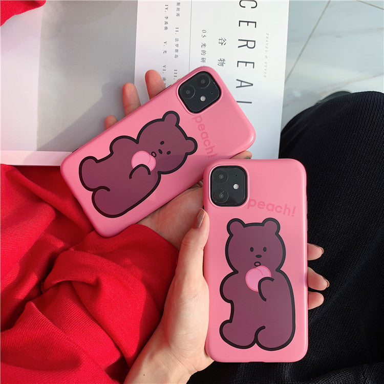 Peach Teddy Graphic iPhone Case