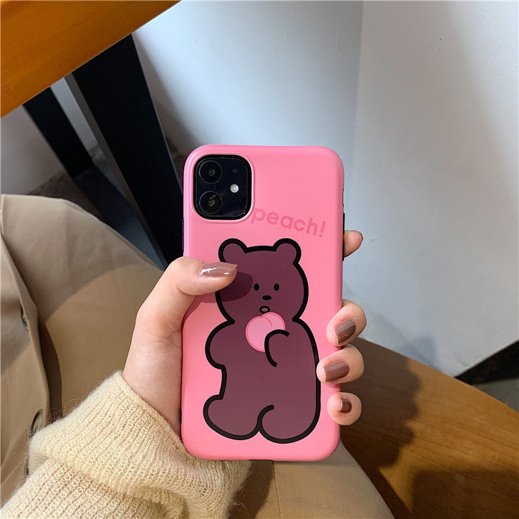 Peach Teddy Graphic iPhone Case