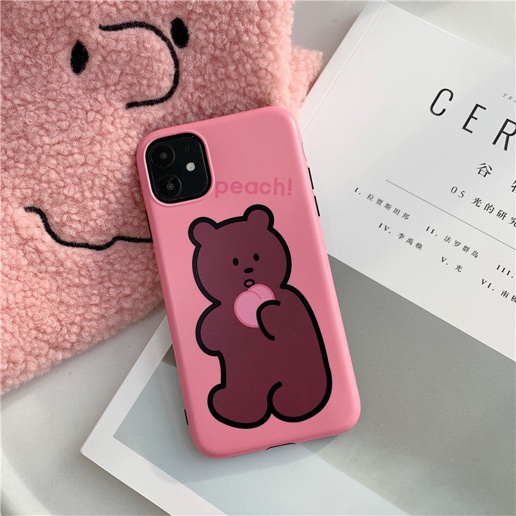 Peach Teddy Graphic iPhone Case