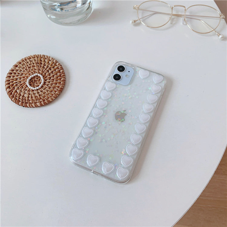 Glitter Lace Heart Epoxy iPhone Case