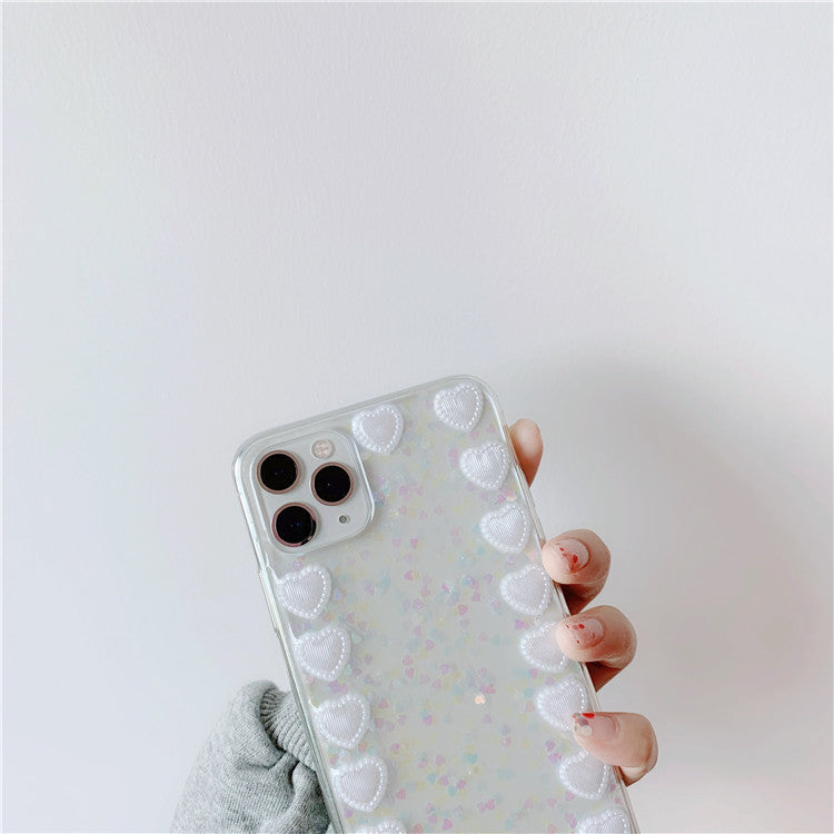 Glitter Lace Heart Epoxy iPhone Case