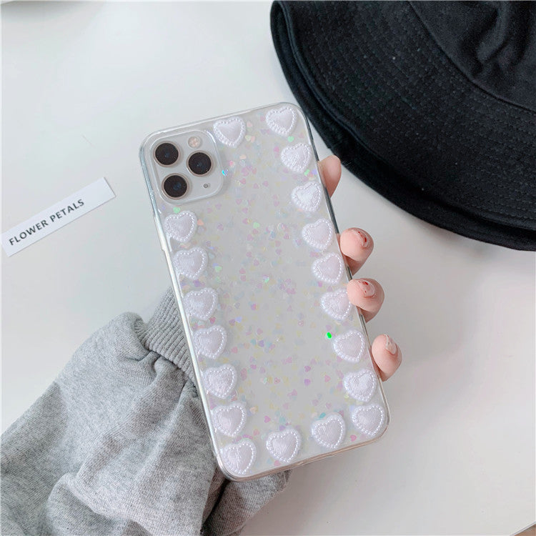 Glitter Lace Heart Epoxy iPhone Case