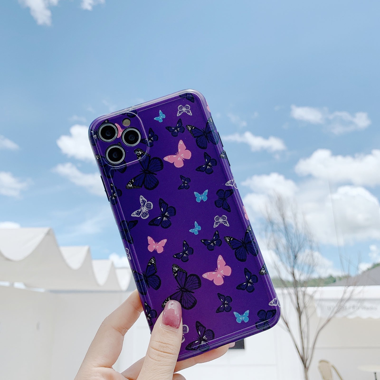 Purple Butterflies Print Graphic iPhone Case