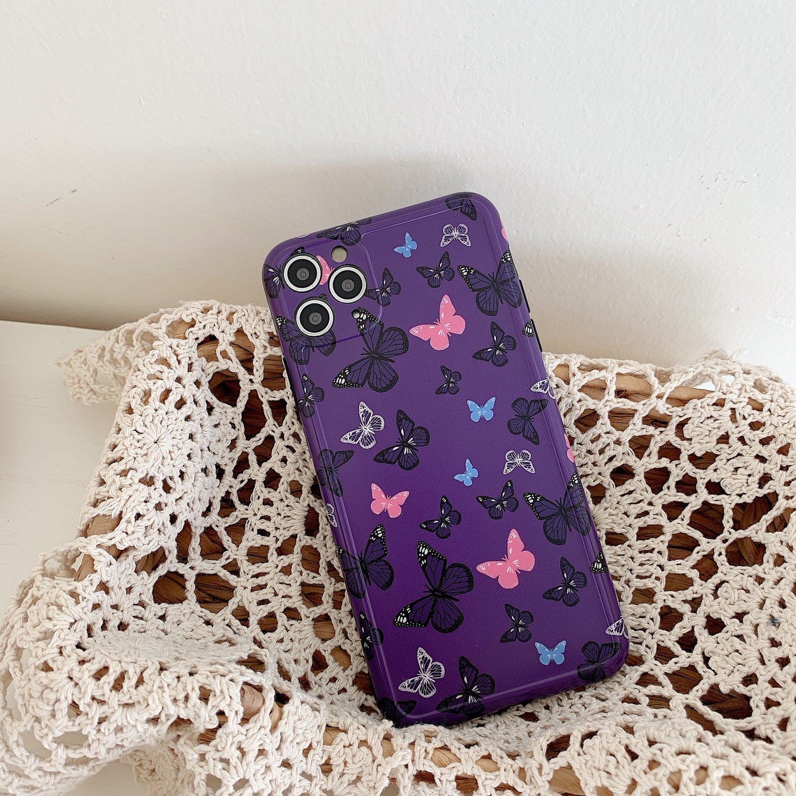 Purple Butterflies Print Graphic iPhone Case