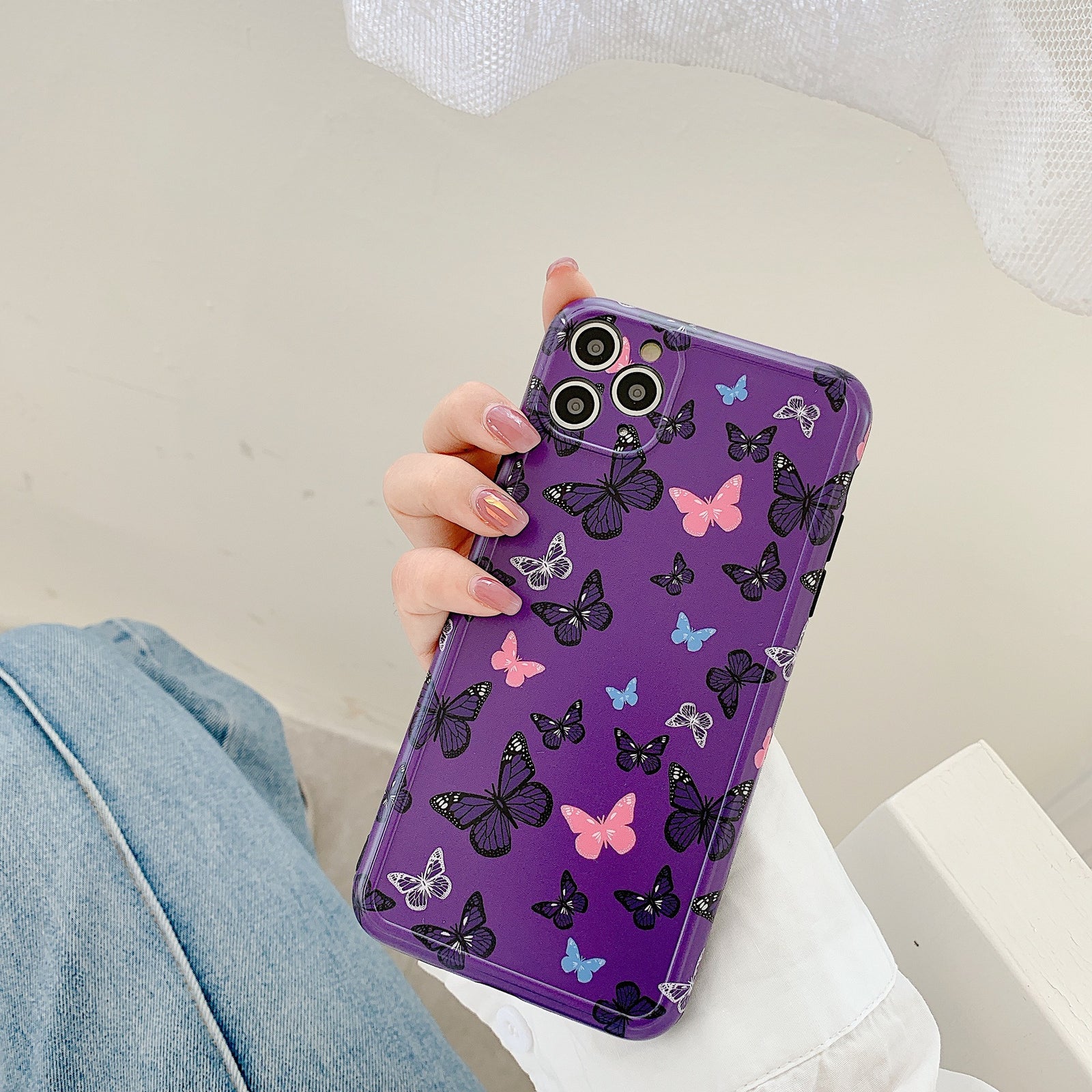 Purple Butterflies Print Graphic iPhone Case