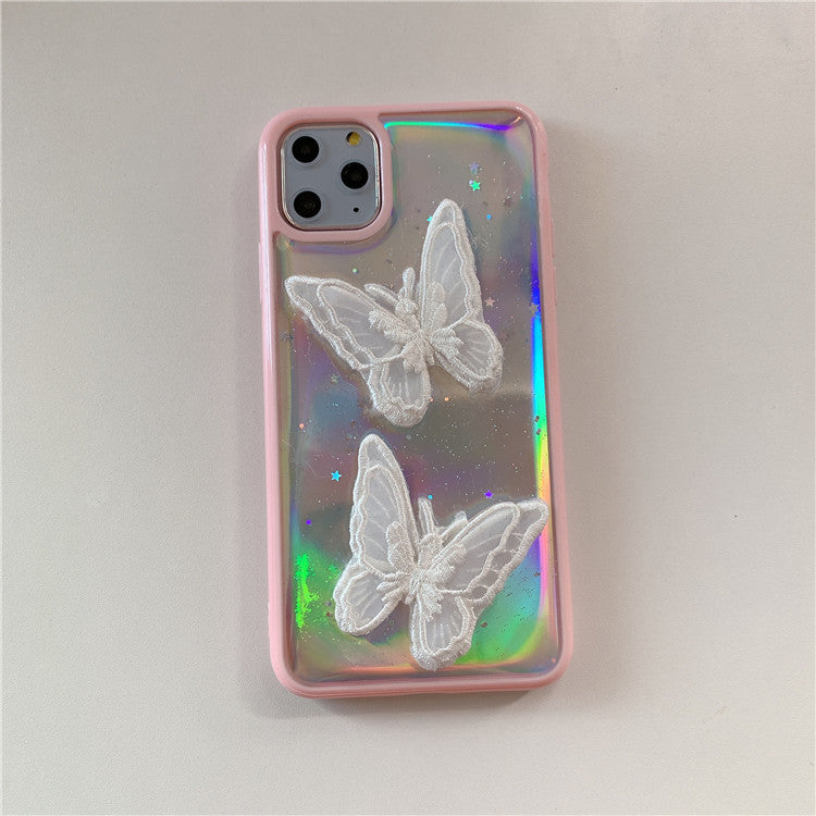 Aesthetic Butterflies Lazer Transparent  iPhone Case