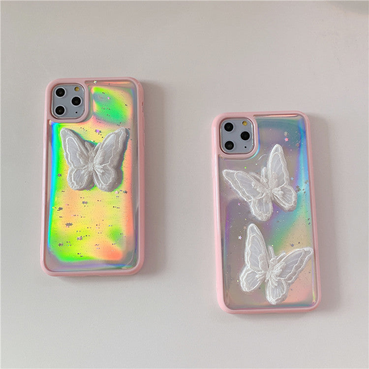 Aesthetic Butterflies Lazer Transparent  iPhone Case