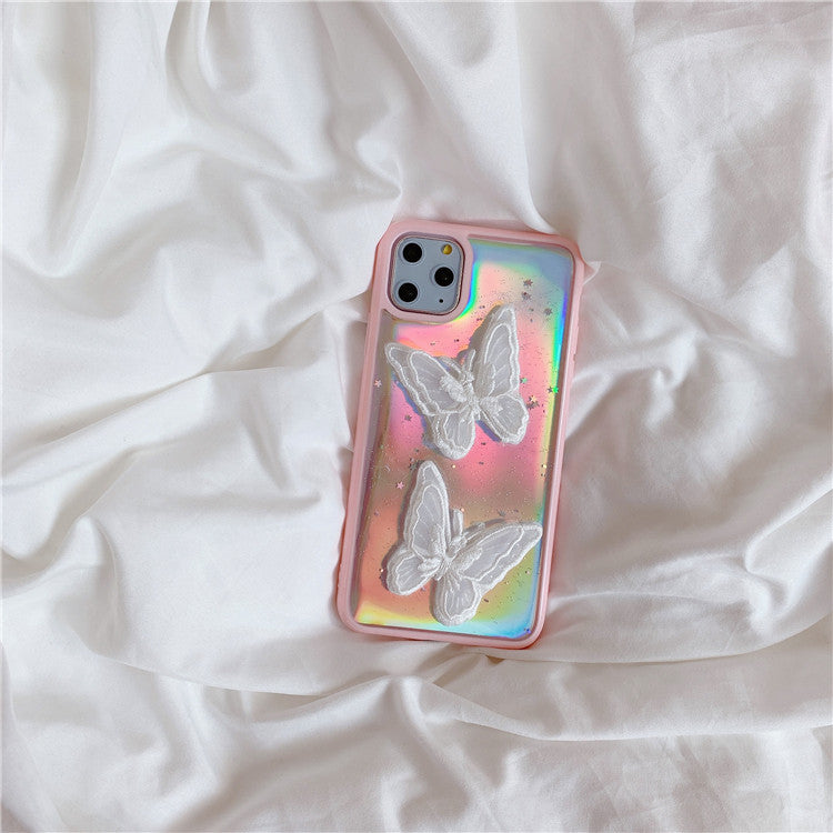 Aesthetic Butterflies Lazer Transparent  iPhone Case