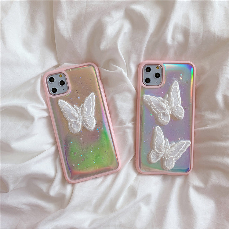 Aesthetic Butterflies Lazer Transparent  iPhone Case