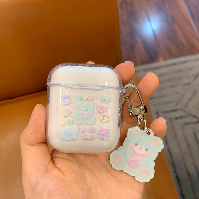 Pastel Stickers Soft AirPods Case with chain