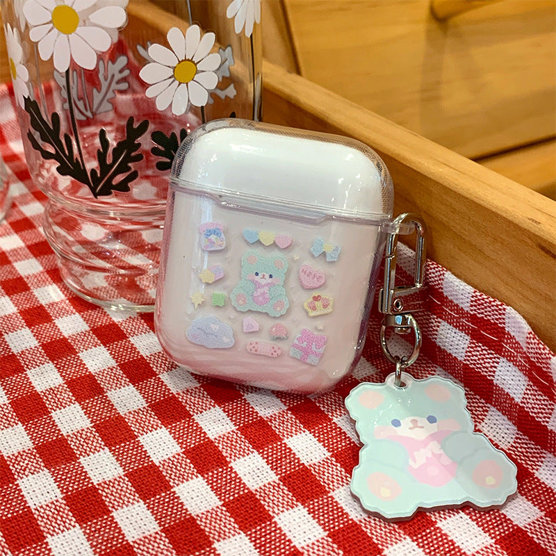 Pastel Stickers Soft AirPods Case with chain