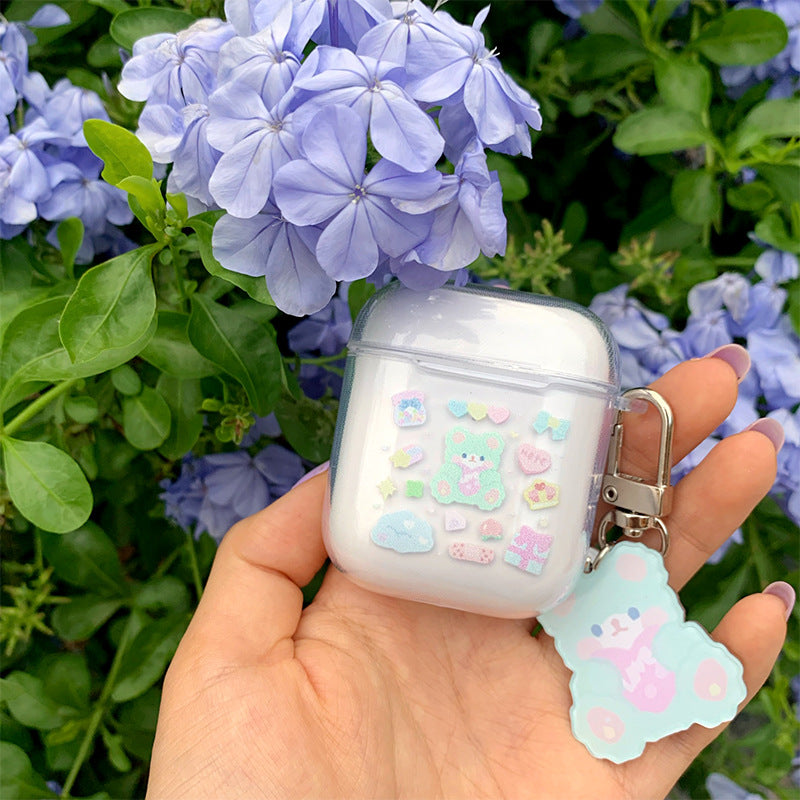 Pastel Stickers Soft AirPods Case with chain